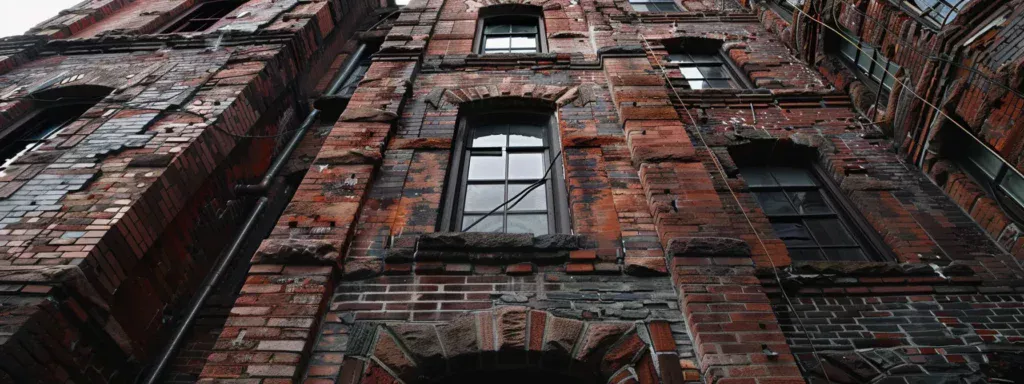 a skilled masonry restoration contractor in new jersey carefully repairs intricate brickwork on a historic building.